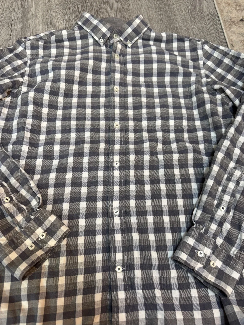 Banana Republic Luxe Flannel Slim Fit Button Shirt Mens Large Gray Plaid Long Sl